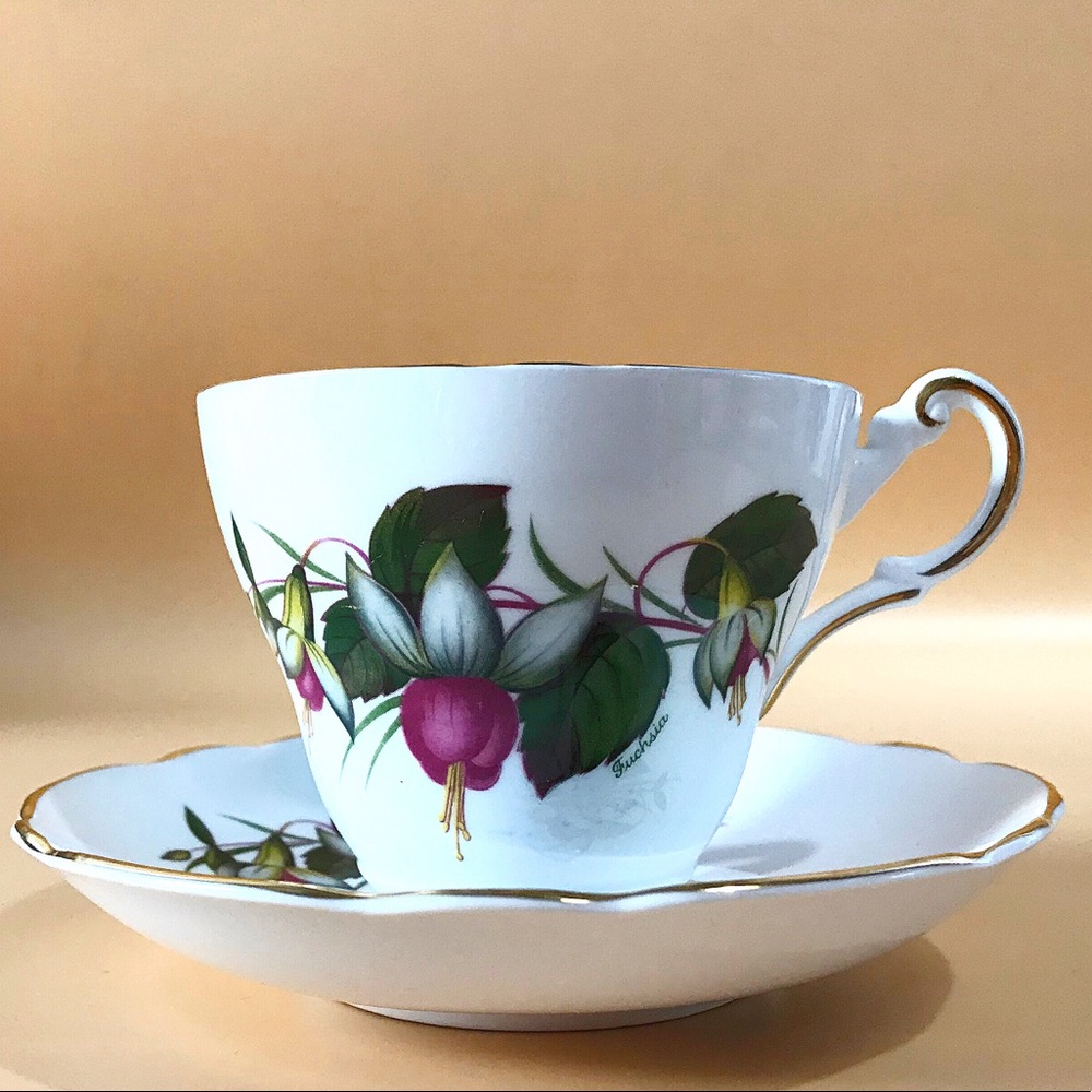 Regency Porcelain Teacup & Saucer Set Floral Motif